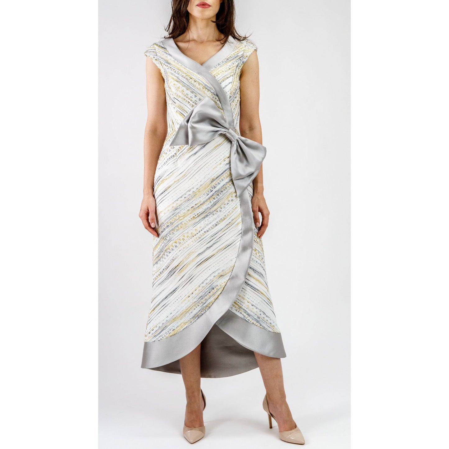 Celestienne Metallic Jacquard Cocktail Dress