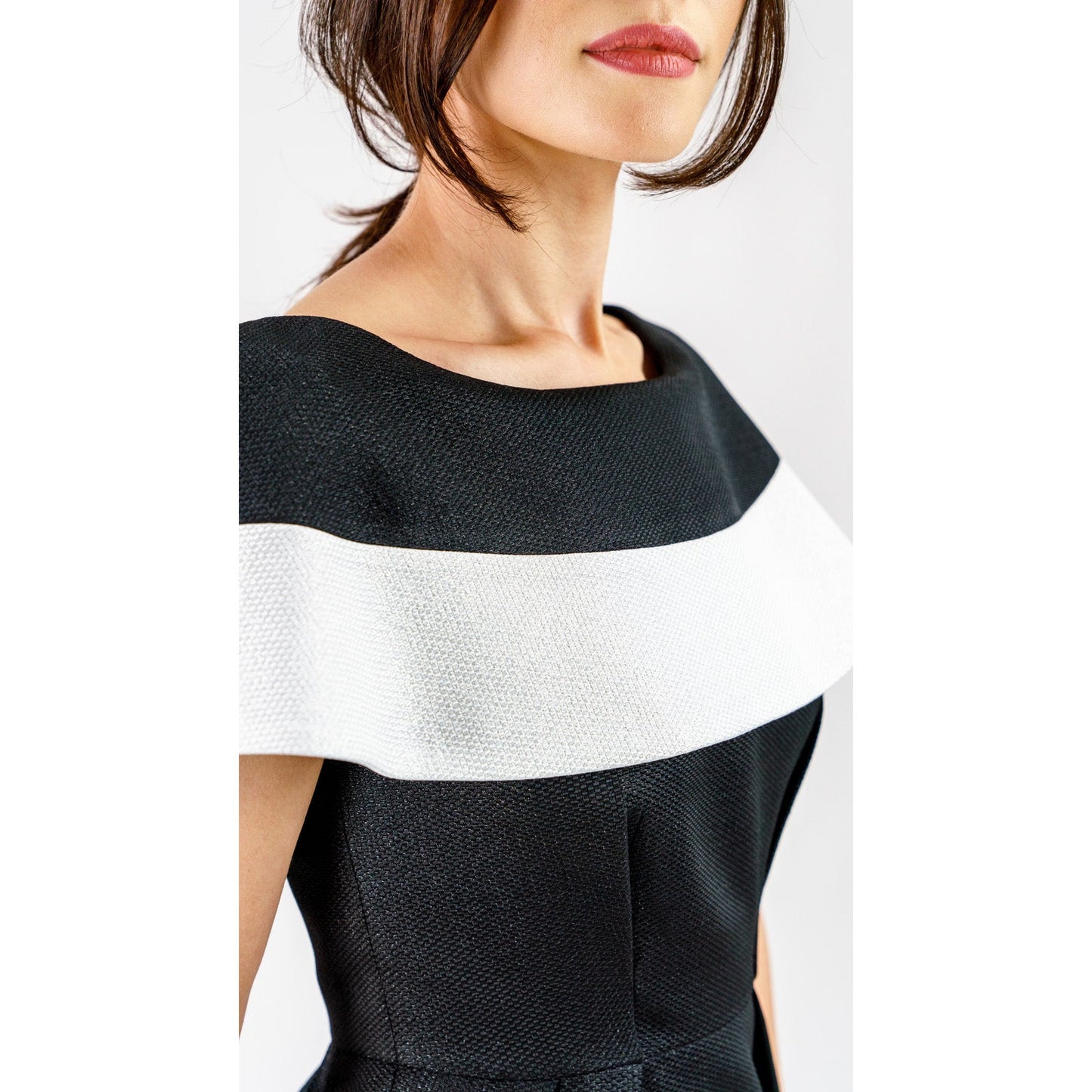 Marcelline Contrast-Collar Midi Dress
