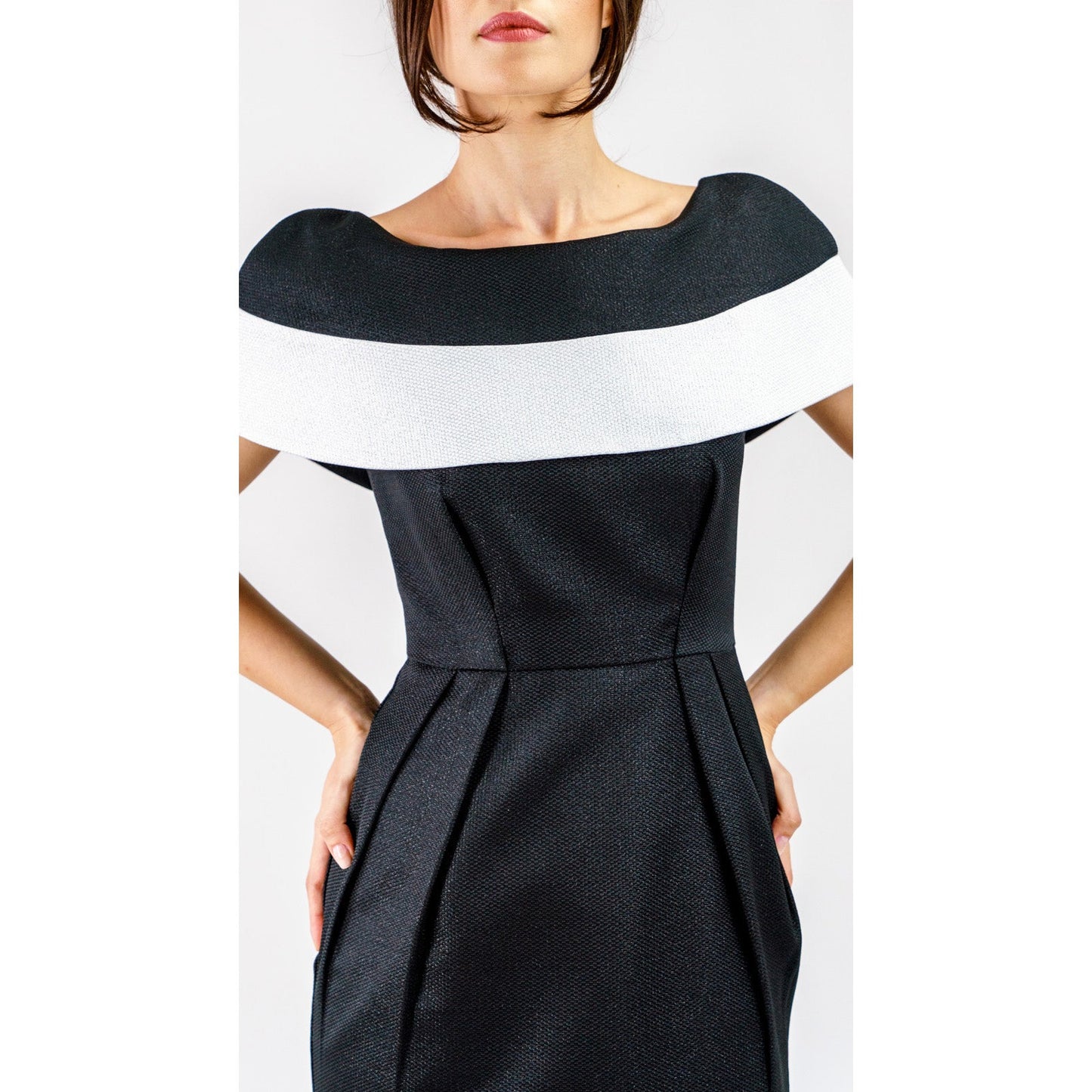 Marcelline Contrast-Collar Midi Dress