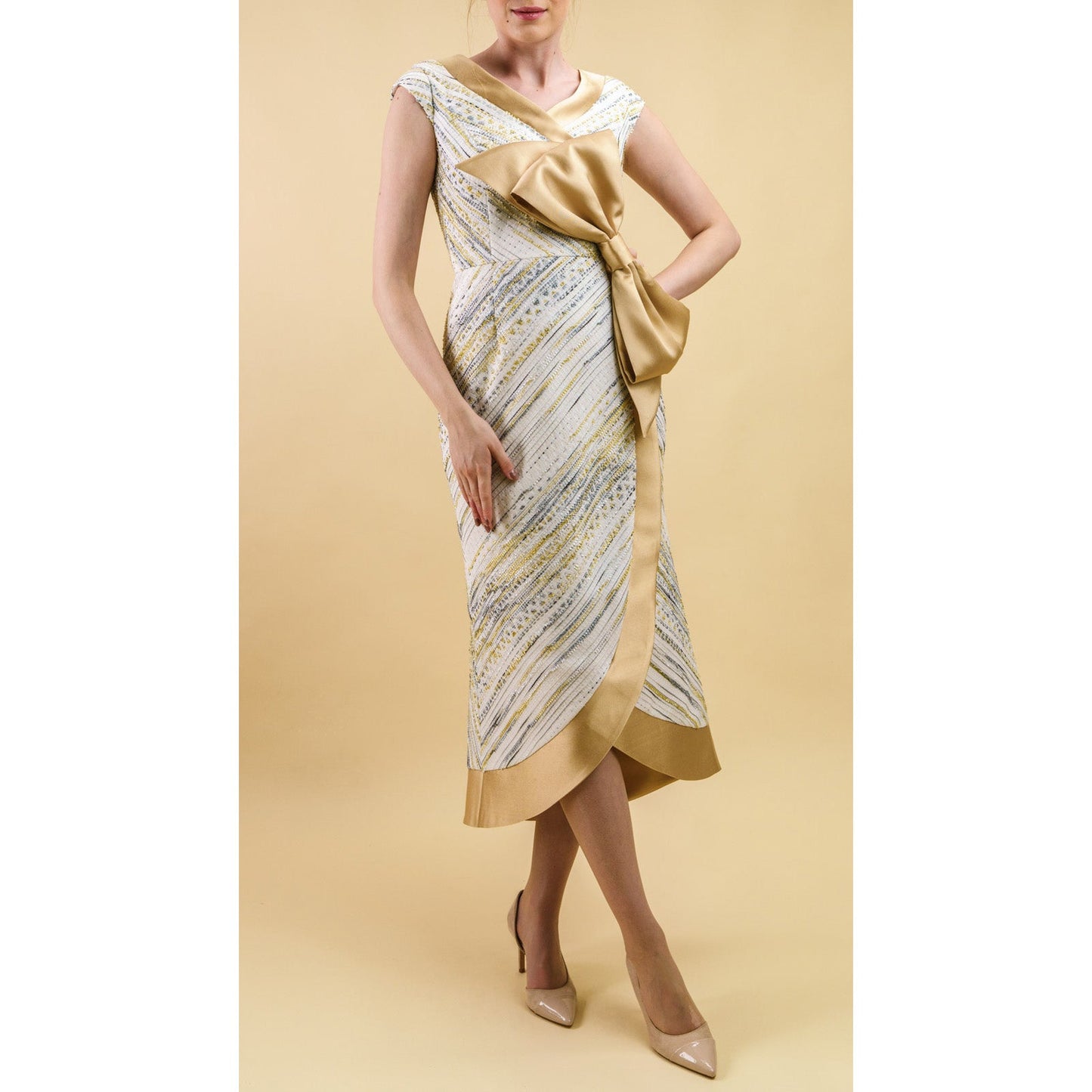 Celestienne Metallic Jacquard Cocktail Dress