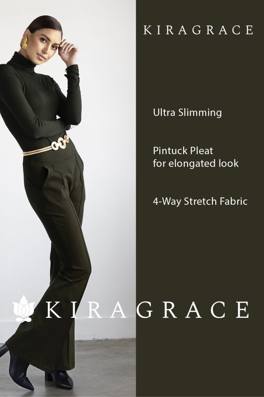 VICTORIA HIGH WAIST FLARE PANT: LODEN