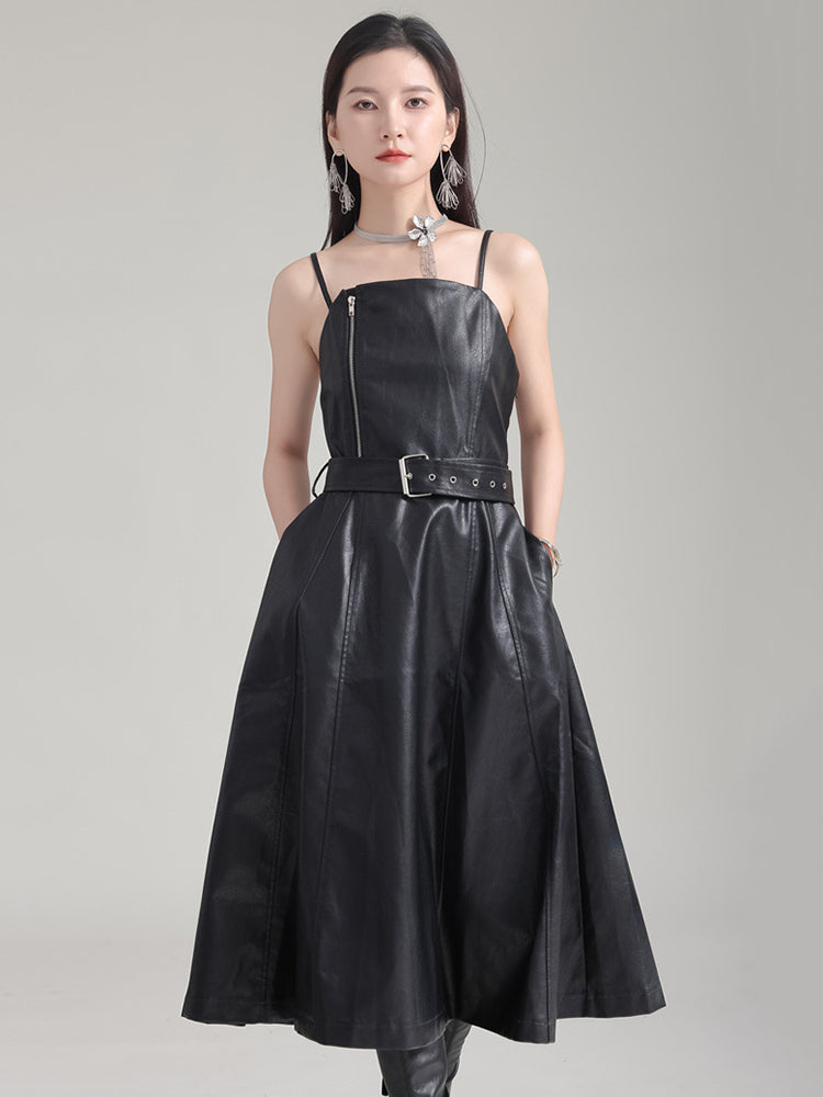 Vylar Vegan Leather A‑Line Dress