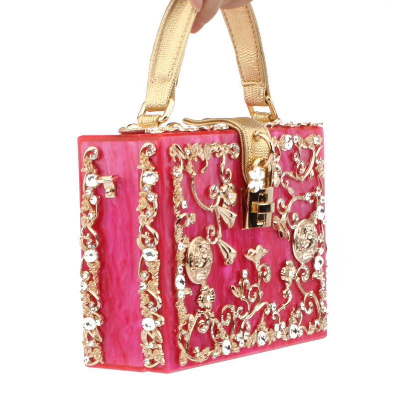 Diamond-studded portable diamond small square bag