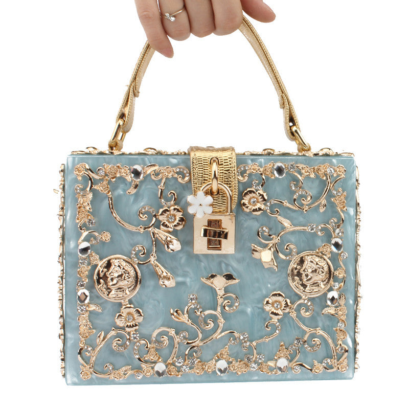 Diamond-studded portable diamond small square bag