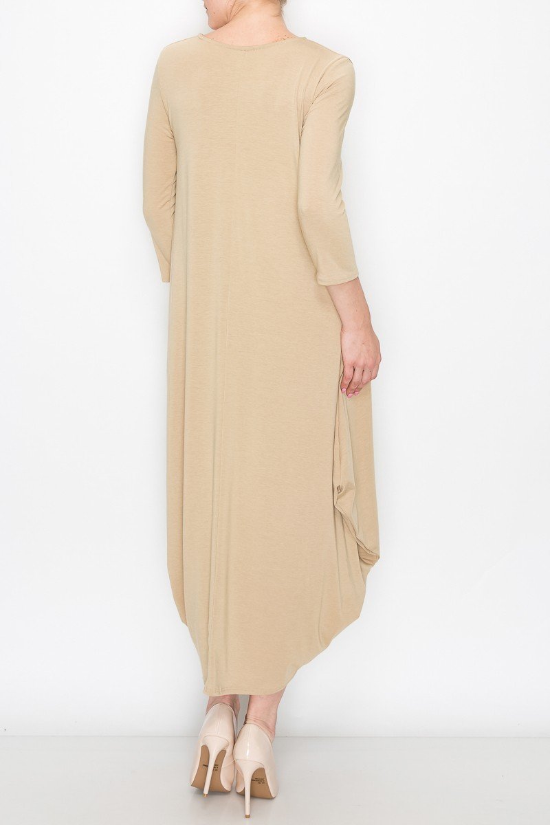 Mirella Beige Balloon-Hem Dress