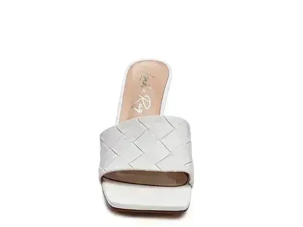 Woven High Heel Sandals - Square Toe Slip-On - Boho Summer Shoes