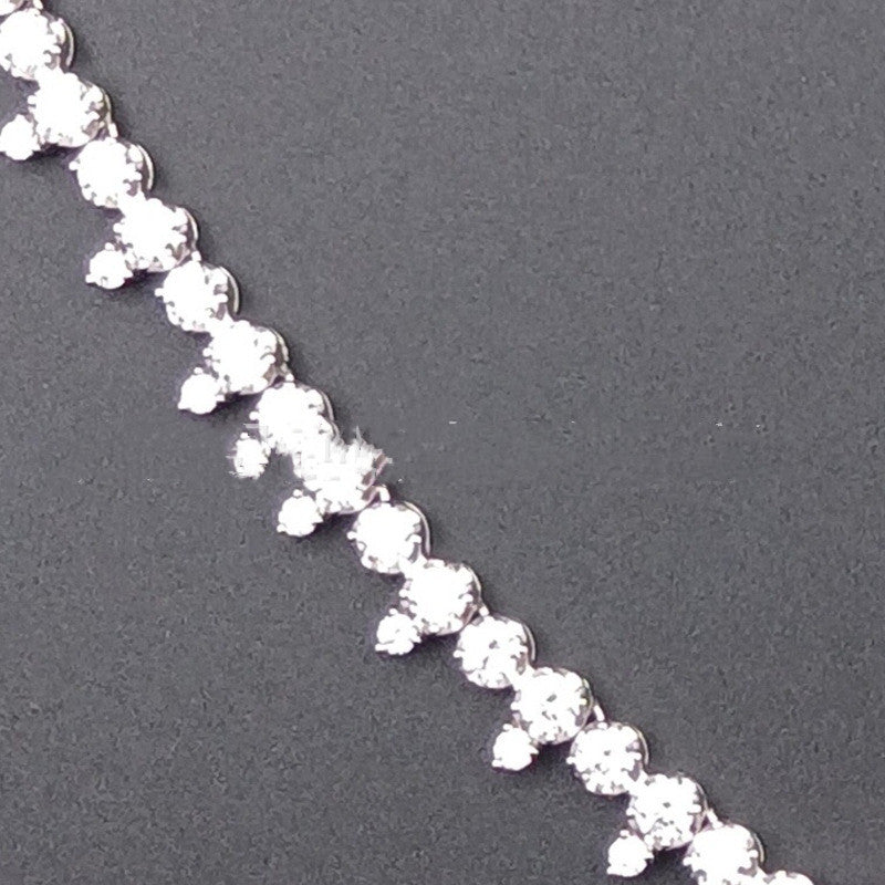 Zhou Hengfu Jewelry S925 Silver Cubic Zirconia Necklace Necklace Women.