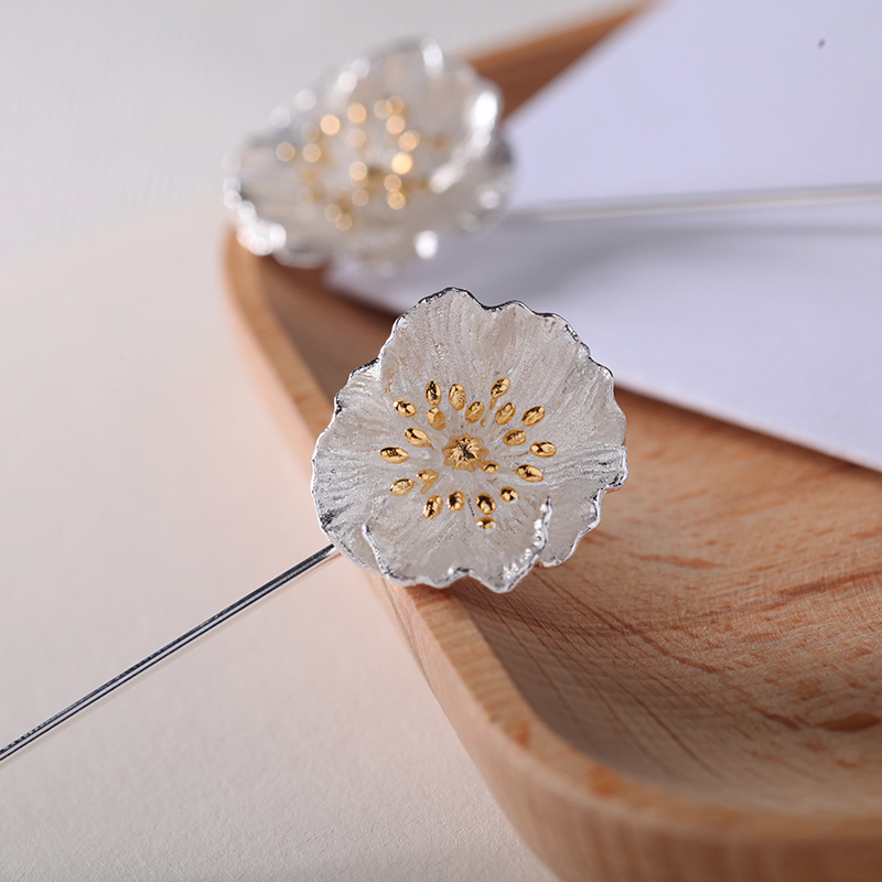 Brooch jacket pin in sterling silver.