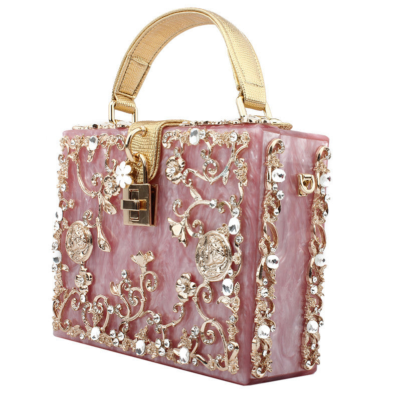 Diamond-studded portable diamond small square bag