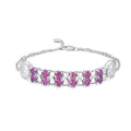 S925 Sterling Silver Purple Garnet Bracelet Women Fashion Zircon Light Luxury Jewelry.
