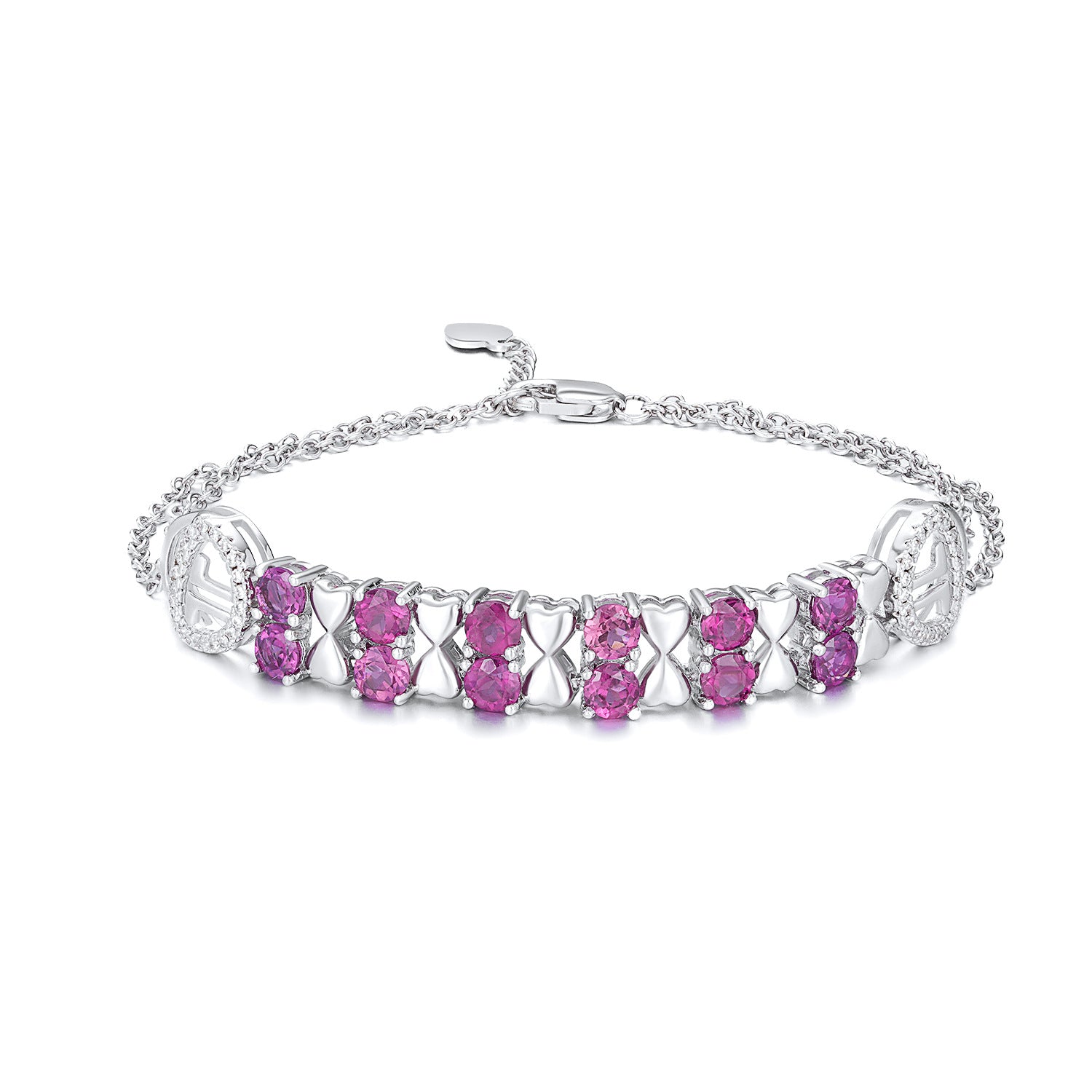 S925 Sterling Silver Purple Garnet Bracelet Women Fashion Zircon Light Luxury Jewelry.