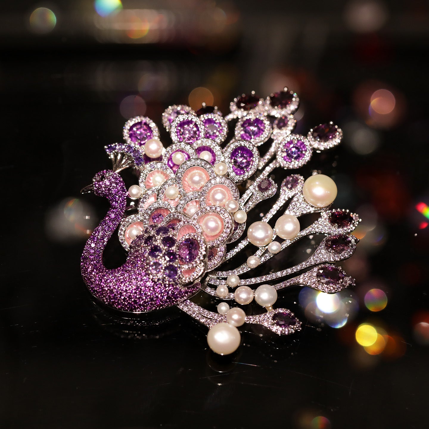 Alloy Freshwater Pearl Peacock Brooch.