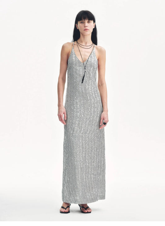 Astrenya Sequin Linen Maxi Dress