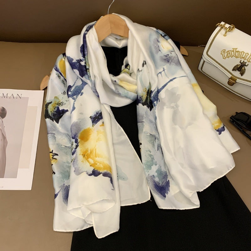 All-Match Spring, Autumn And Winter Silk Scarf Women Thin Scarf