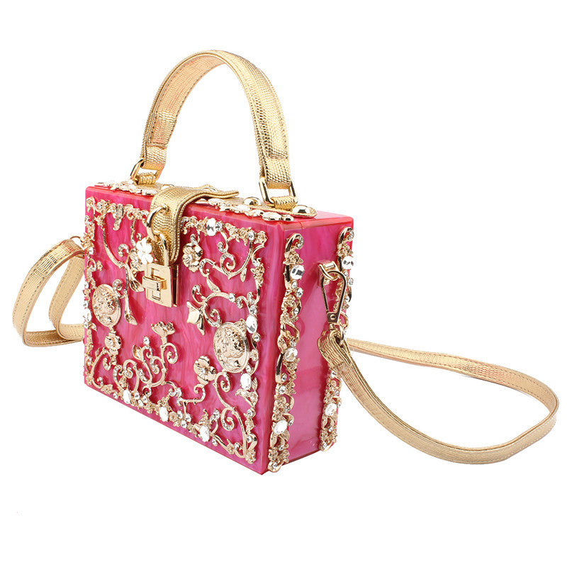 Diamond-studded portable diamond small square bag