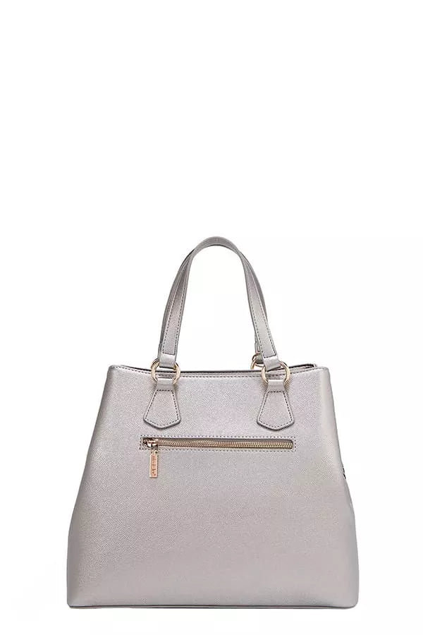 Nicole Lee USA Monogram Pattern Handbag with Rhinestones Decor