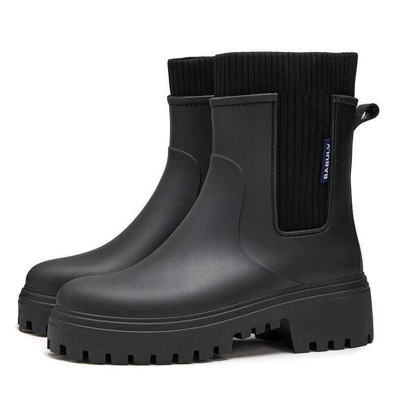 Non-slip Mid-calf Boots Suitable For Outdoor Wear In The Rain