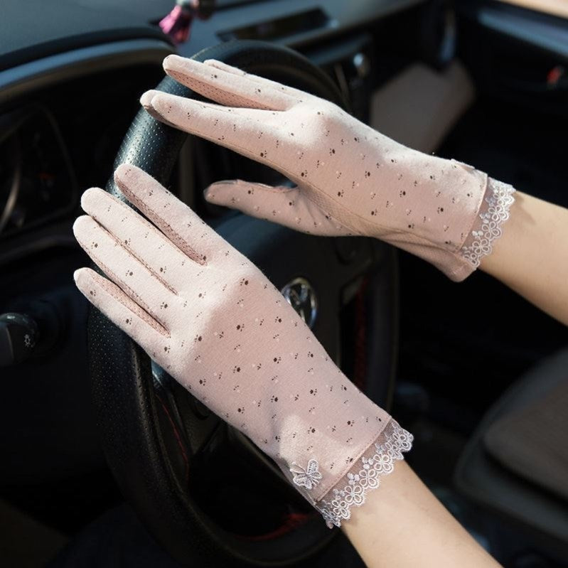 Ladies Summer UV Protection Ice Silk Thin Touch Screen Gloves