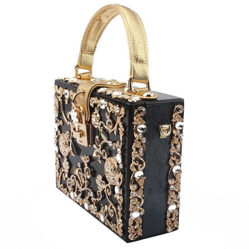 Diamond-studded portable diamond small square bag