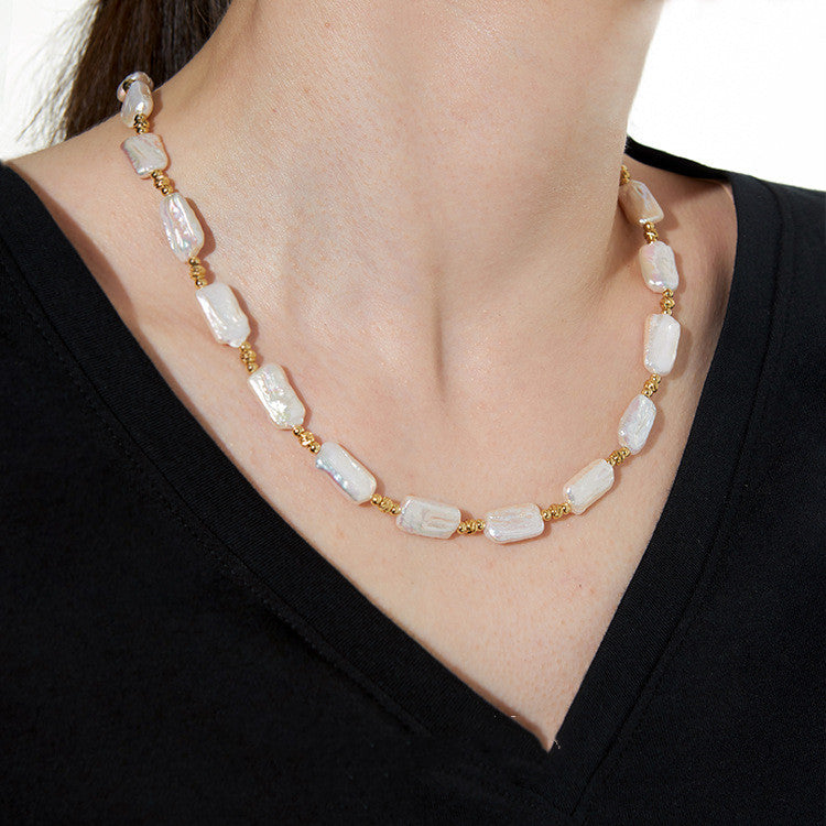 Natural Baroque Pearl Collar Chain Jewelry.
