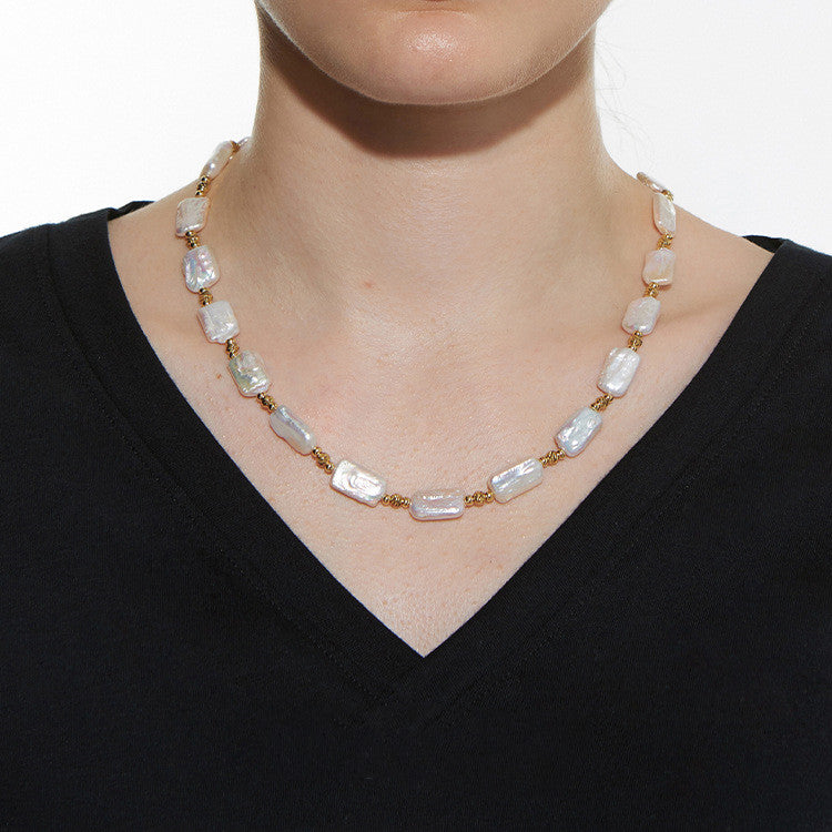 Natural Baroque Pearl Collar Chain Jewelry.