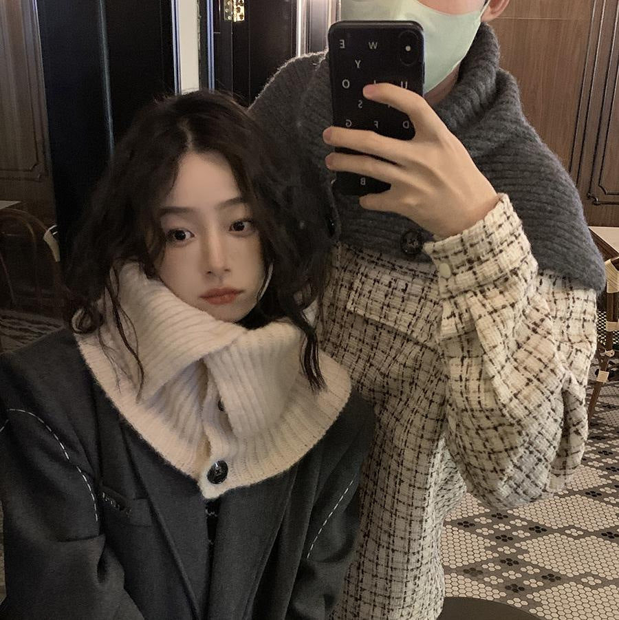 Ins Style Women's Autumn And Winter Solid Color Cold-proof Warm Scarf