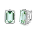 Luxurious And High-grade Natural Green Crystal Earrings, Fashionable Design, S925 Silver.
