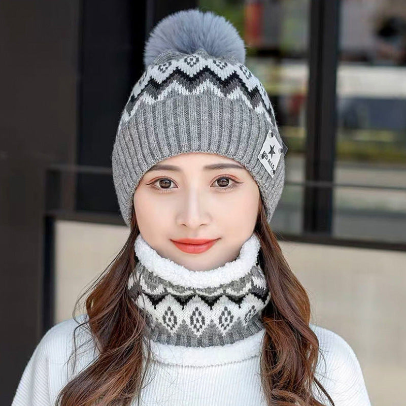 Fleece Scarf Warm And Cold Ear Protection Hat Set