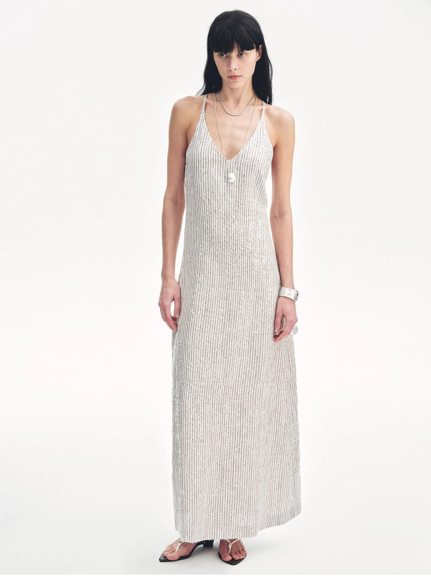 Astrenya Sequin Linen Maxi Dress