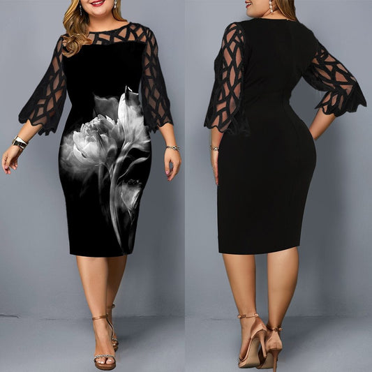Blooming elegance plus size dress