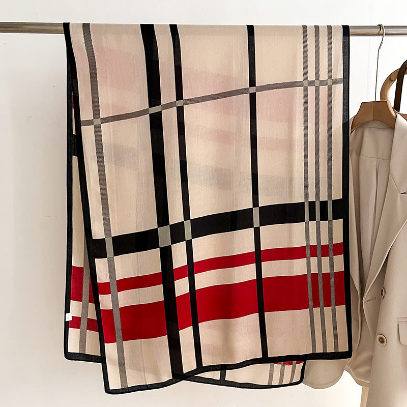 Autumn and Winter Elegant Tie-Dye Scarf in Beige and Khaki