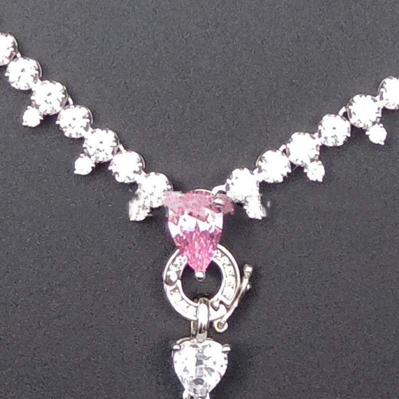 Zhou Hengfu Jewelry S925 Silver Cubic Zirconia Necklace Necklace Women.