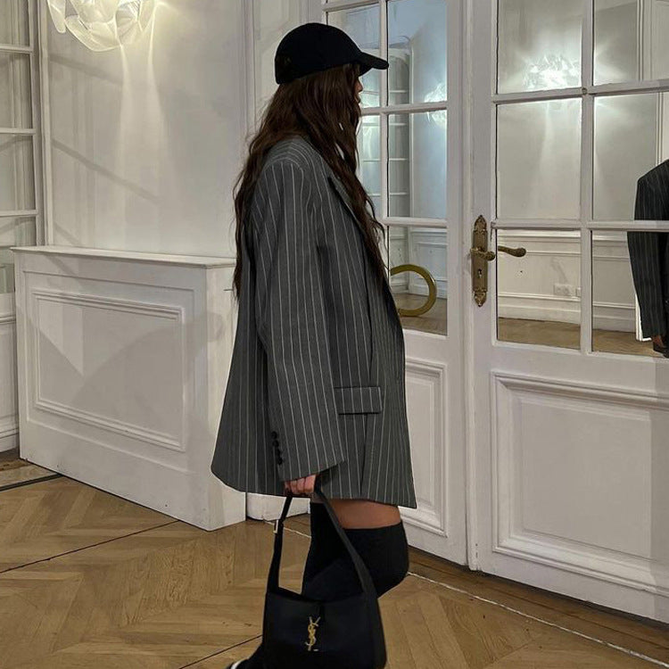Striped Blazer & Skirt Suit Two-piece Suit