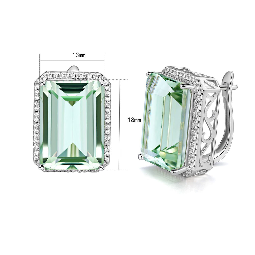 Luxurious And High-grade Natural Green Crystal Earrings, Fashionable Design, S925 Silver.