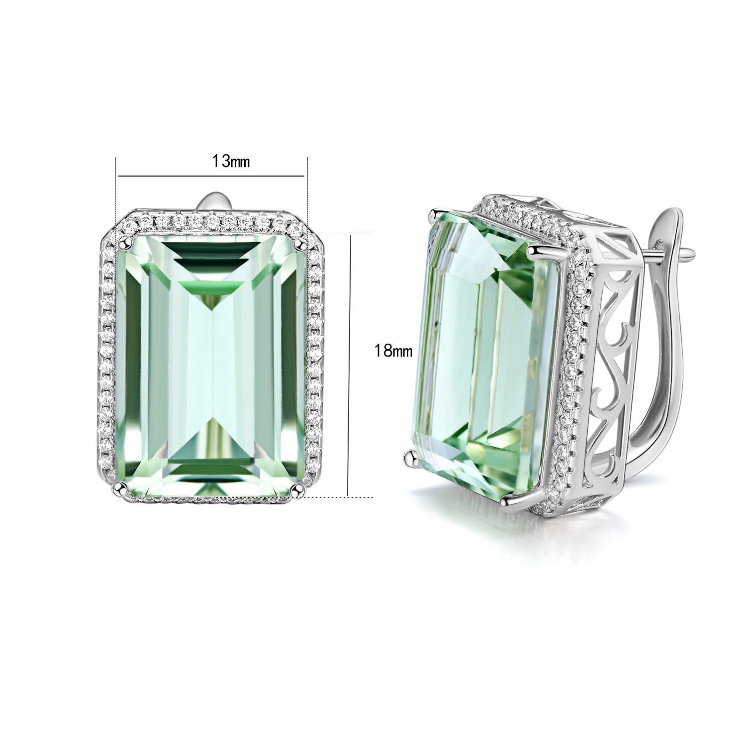 Luxurious And High-grade Natural Green Crystal Earrings, Fashionable Design, S925 Silver.