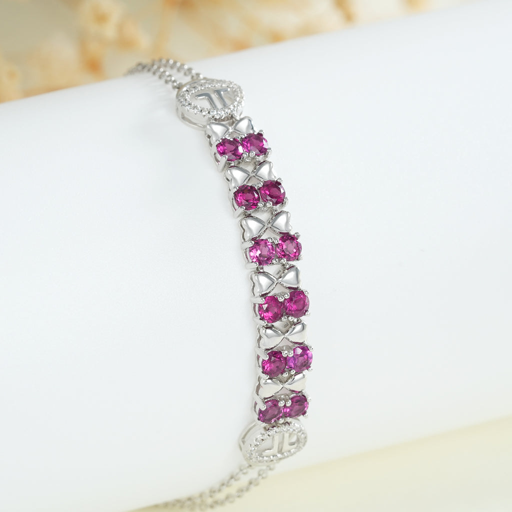 S925 Sterling Silver Purple Garnet Bracelet Women Fashion Zircon Light Luxury Jewelry.