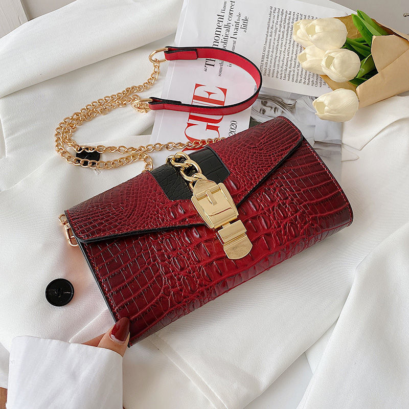 Fashion Pattern Chain Small Square Bag Retro Texture Messenger Bag