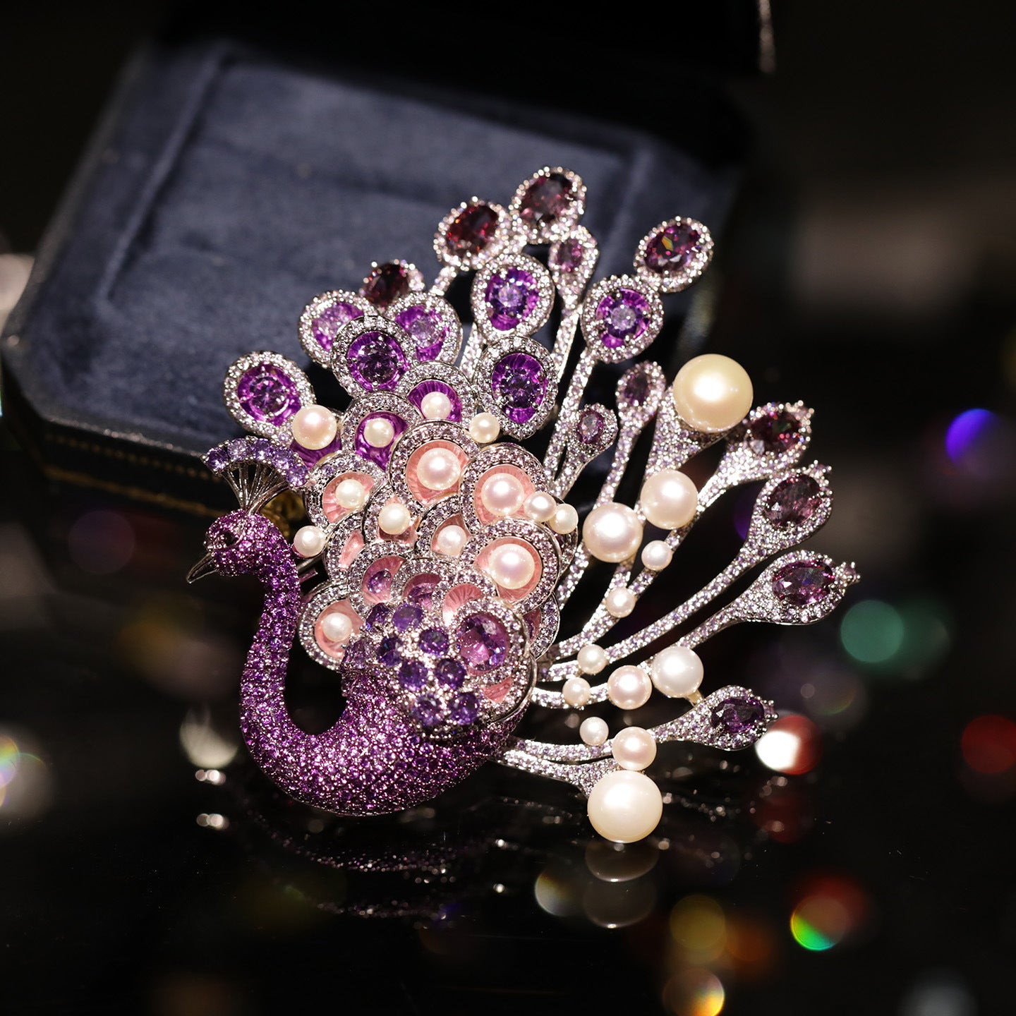 Alloy Freshwater Pearl Peacock Brooch.