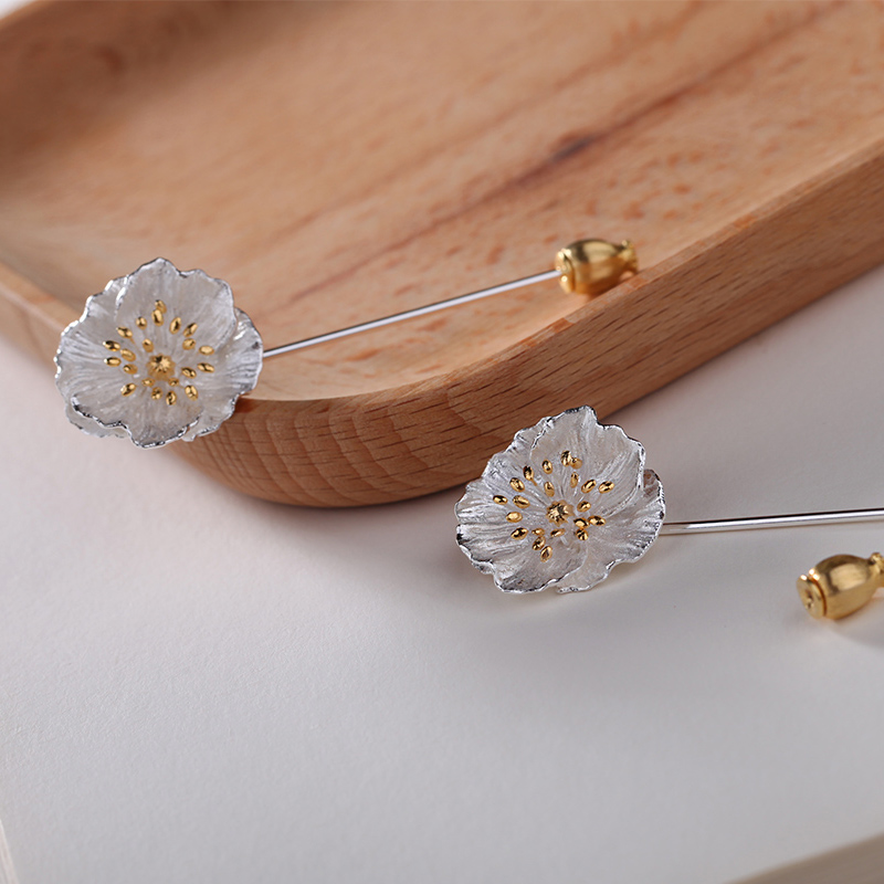 Brooch jacket pin in sterling silver.