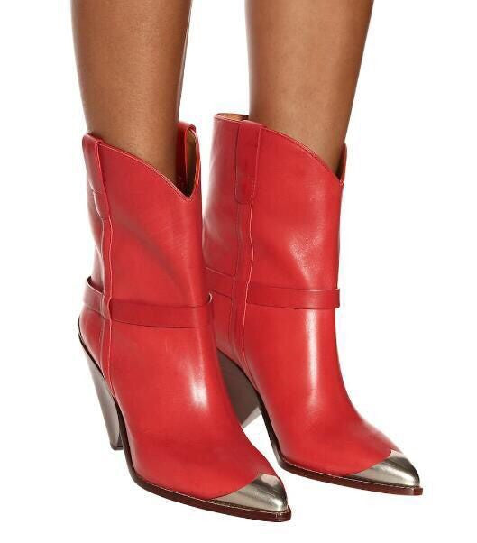 Women's New Fashion Metal Pointed Toe Tapered High Heel Ankle Boots (See size chart where applicable)