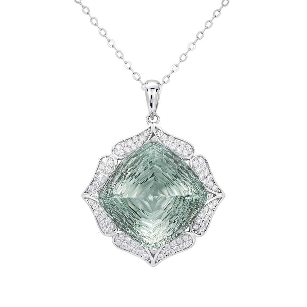 Luxury Sweater Chain Femininity S925 Silver Set Large Natural Green Crystal Pendant High-grade Jewelry.