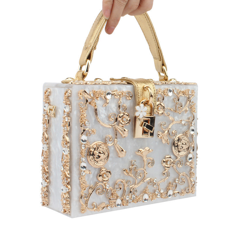 Diamond-studded portable diamond small square bag