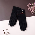 Autumn And Winter Dralon Simple Button Touch Screen Full Finger Gloves Women's Outdoor Riding Gloves Warm Sports Riding (See size chart where applicable)