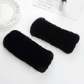 Winter Wristband Mid-Length Gloves - Rex Rabbit Fur Insulation With Striped Half-Finger Design