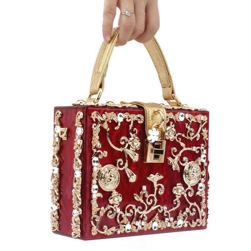 Diamond-studded portable diamond small square bag