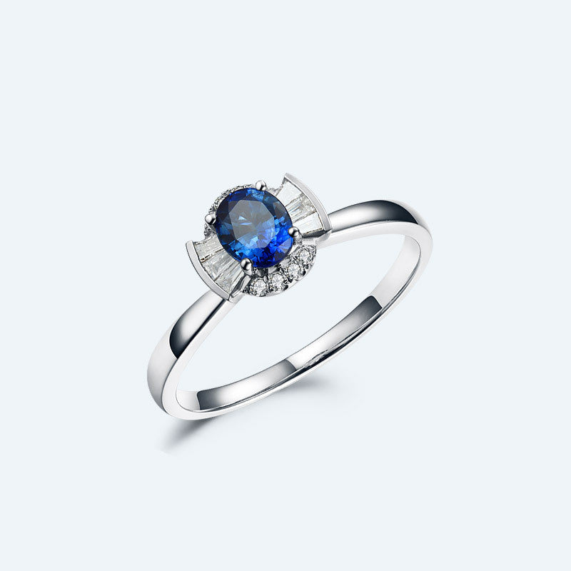 Jewelry 18k Gold Natural Sapphire Women's Ring.
