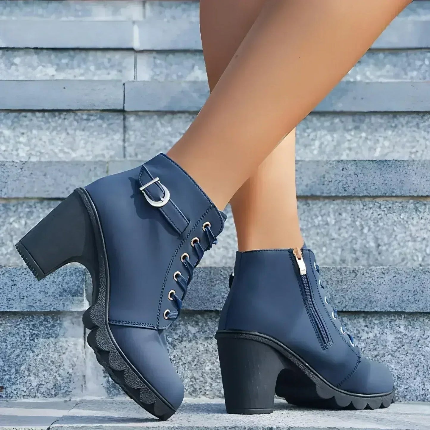 Leopard Print Ankle Boots - Chunky Heel Winter Shoes | Femstylo