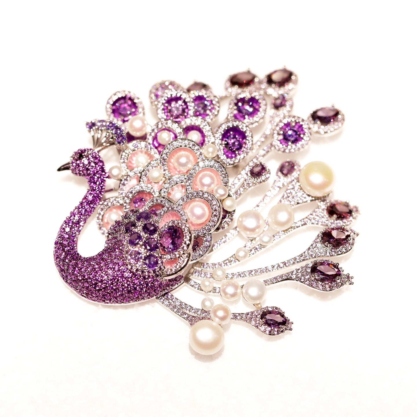 Alloy Freshwater Pearl Peacock Brooch.