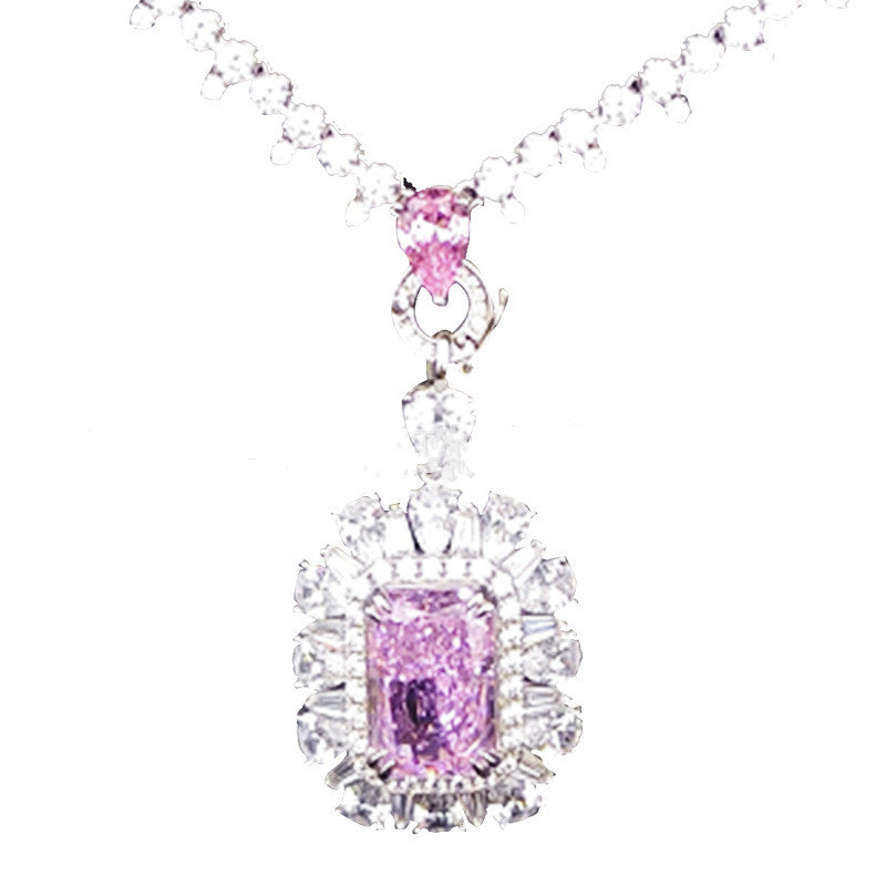 Zhou Hengfu Jewelry S925 Silver Cubic Zirconia Necklace Necklace Women.