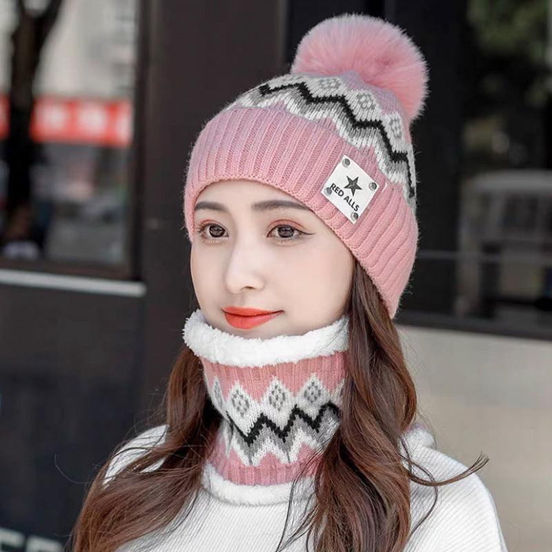 Fleece Scarf Warm And Cold Ear Protection Hat Set